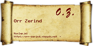 Orr Zerind névjegykártya